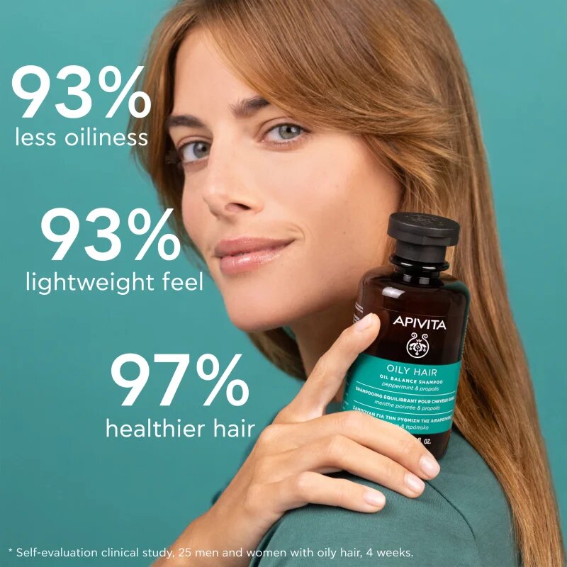 Apivita Oily Hair Oil Balance Shampoo mélyen tisztító sampon a zsíros fejbőrre az erős és fénylő hajért 250 ml
