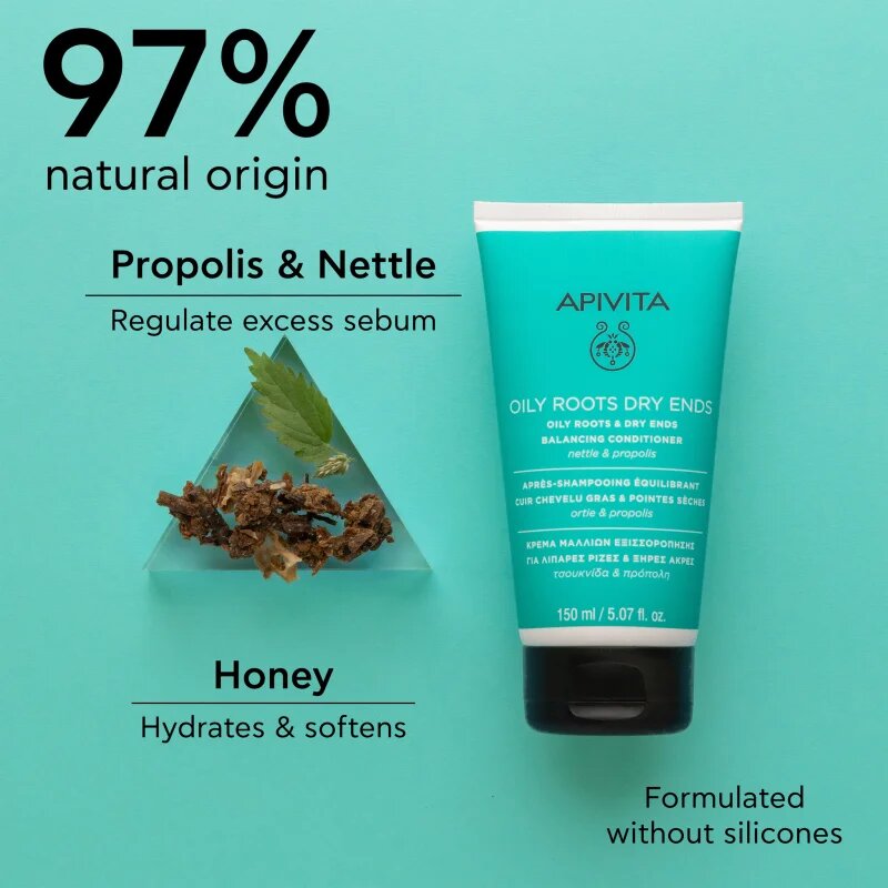 Apivita Oily Roots & Dry Ends Balancing Conditioner kondicionáló zsíros fejbőrre és száraz hajvégekre 150 ml