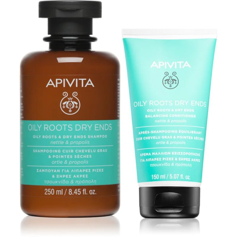 Apivita Oily Roots & Dry Ends szett zsíros fejbőrre és száraz hajvégekre