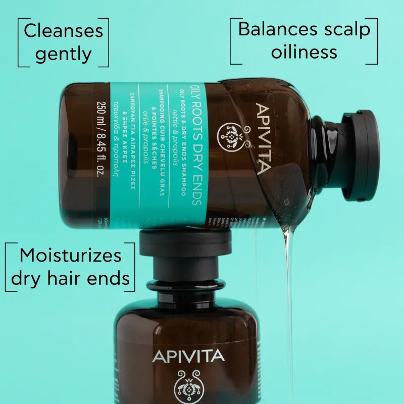 Apivita Oily Roots & Dry Ends szett zsíros fejbőrre és száraz hajvégekre