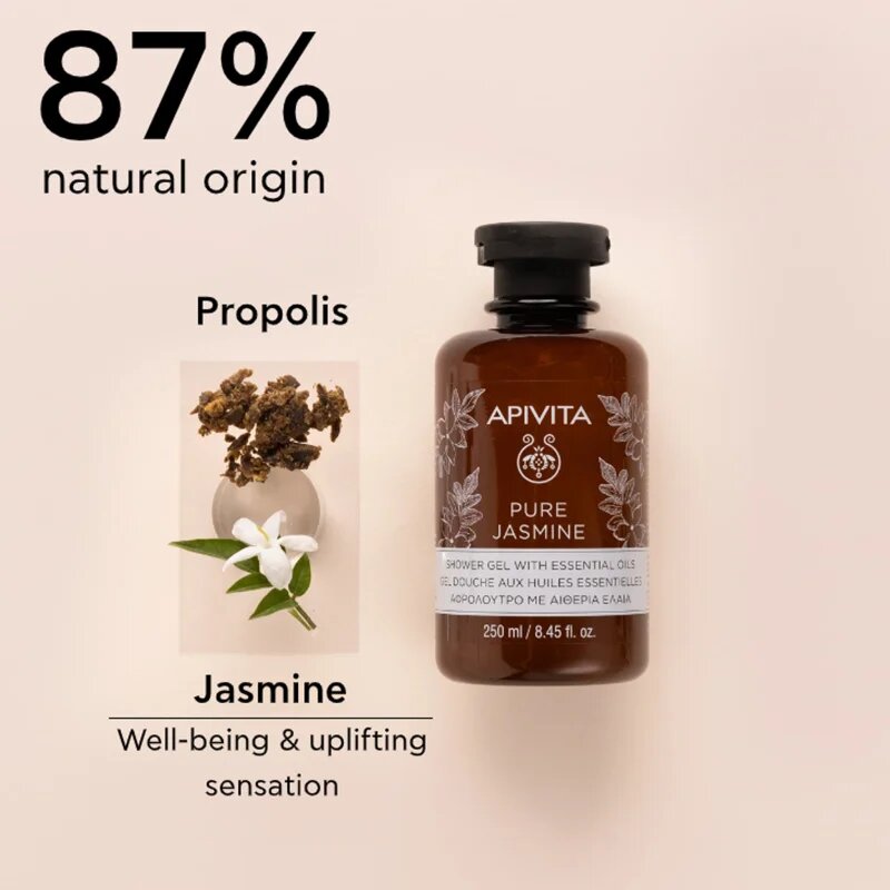 Apivita Pure Jasmine Shower Gel hidratáló tusoló gél esszenciális olajokkal 250 ml