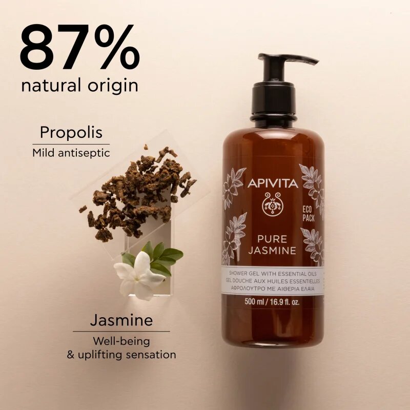 Apivita Pure Jasmine Shower Gel hidratáló tusoló gél esszenciális olajokkal 500 ml