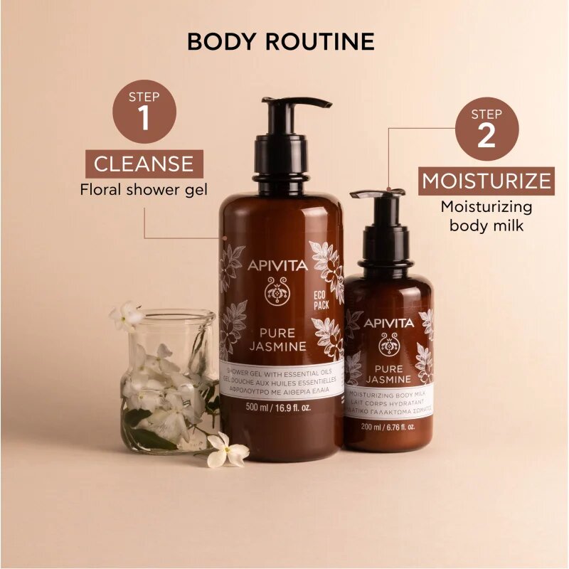 Apivita Pure Jasmine Shower Gel hidratáló tusoló gél esszenciális olajokkal 500 ml
