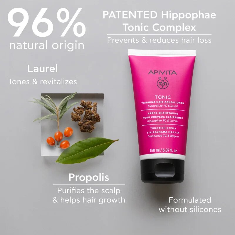 Apivita Tonic Thinning Hair Conditioner tonizáló kondicionáló vékony szálú hullásra hajlamos hajra 150 ml