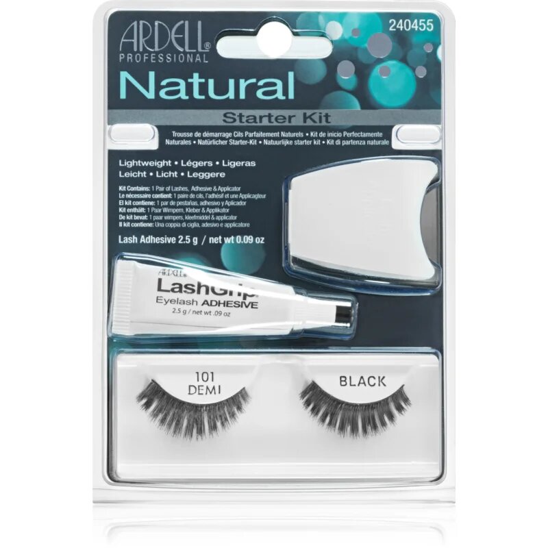 Ardell Natural ragasztható műszempilla ragasztóval 101 Demi Black 4 db