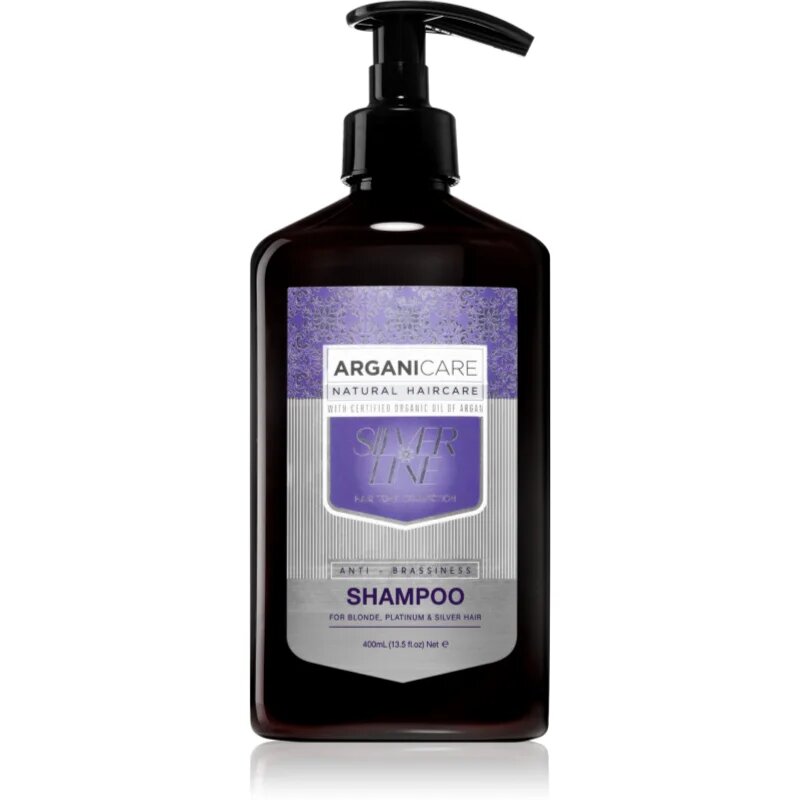 Arganicare Silver Shampoo sampon semlegesíti a sárgás tónusokat 400 ml