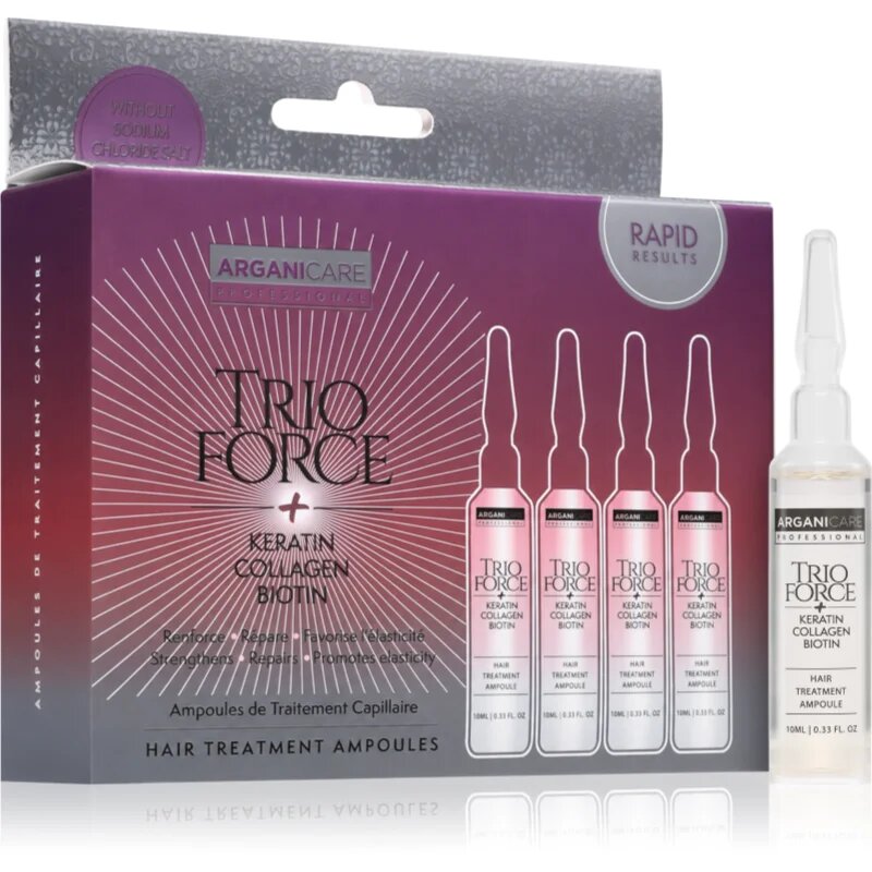 Arganicare Trio Force Hair Treatment ampulla a haj növekedéséért és megerősítéséért a hajtövektől kezdve 4x10 ml