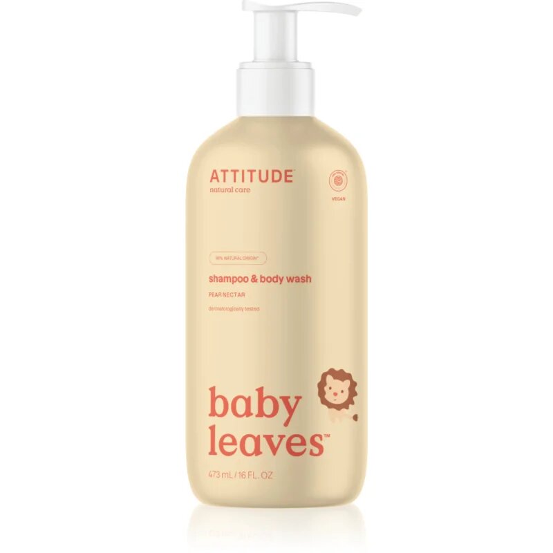Attitude Baby Leaves Pear Nectar tusfürdő gél és sampon 2 in 1 a körtelé illatával 473 ml