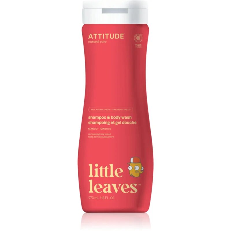 Attitude Little Leaves Mango gyermek tisztító gél és sampon a mangó illatával 473 ml