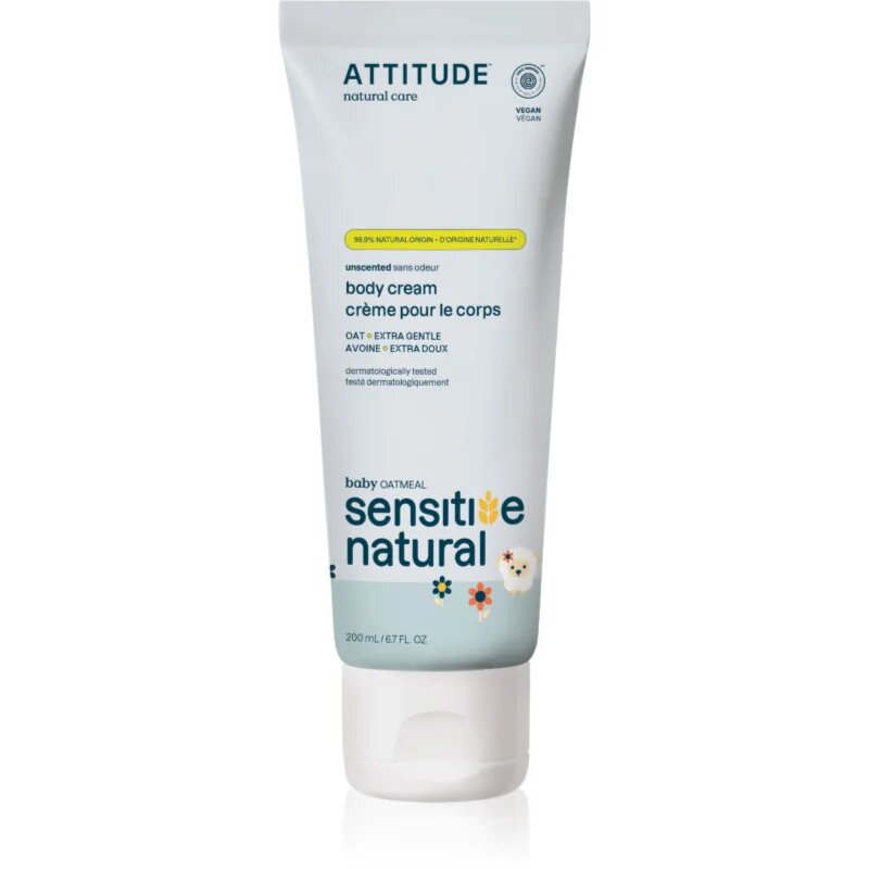 Attitude Sensitive Natural Baby Oatmeal hidratáló és nyugtató krém az érzékeny bőrre gyermekeknek 200 ml