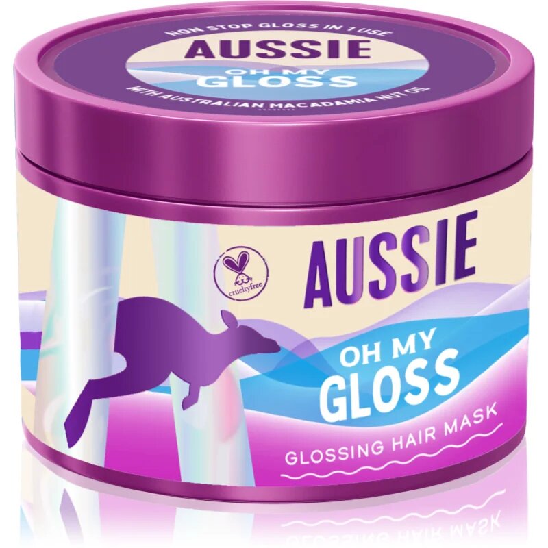 Aussie Oh My Gloss Glossing Hair Mask bőrvilágosító hidratáló maszk hajra 500 ml