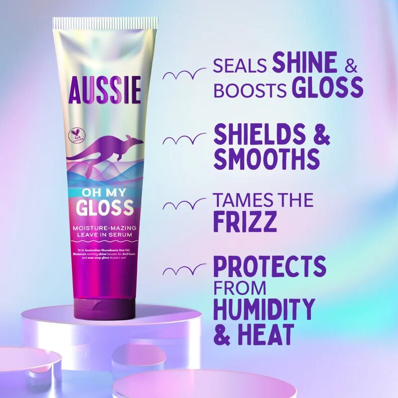 Aussie Oh My Gloss Leave In Serum leöblítést nem igénylő szérum a hidratálásért és a fényért 160 ml