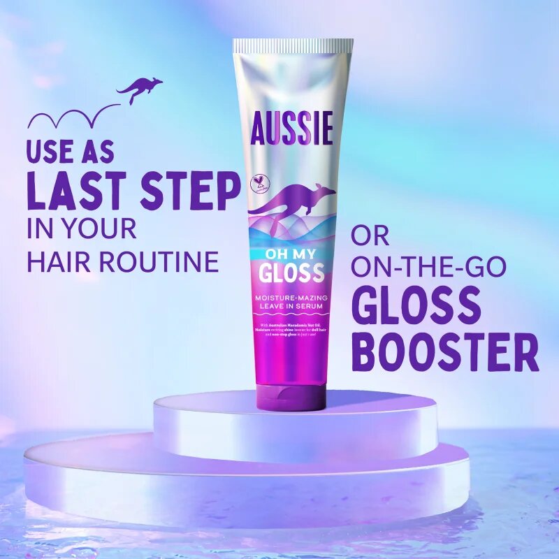 Aussie Oh My Gloss Leave In Serum leöblítést nem igénylő szérum a hidratálásért és a fényért 160 ml