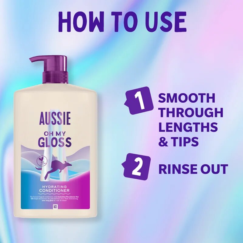 Aussie Oh My Gloss Shampoo sampon a fénylő és selymes hajért 1000 ml