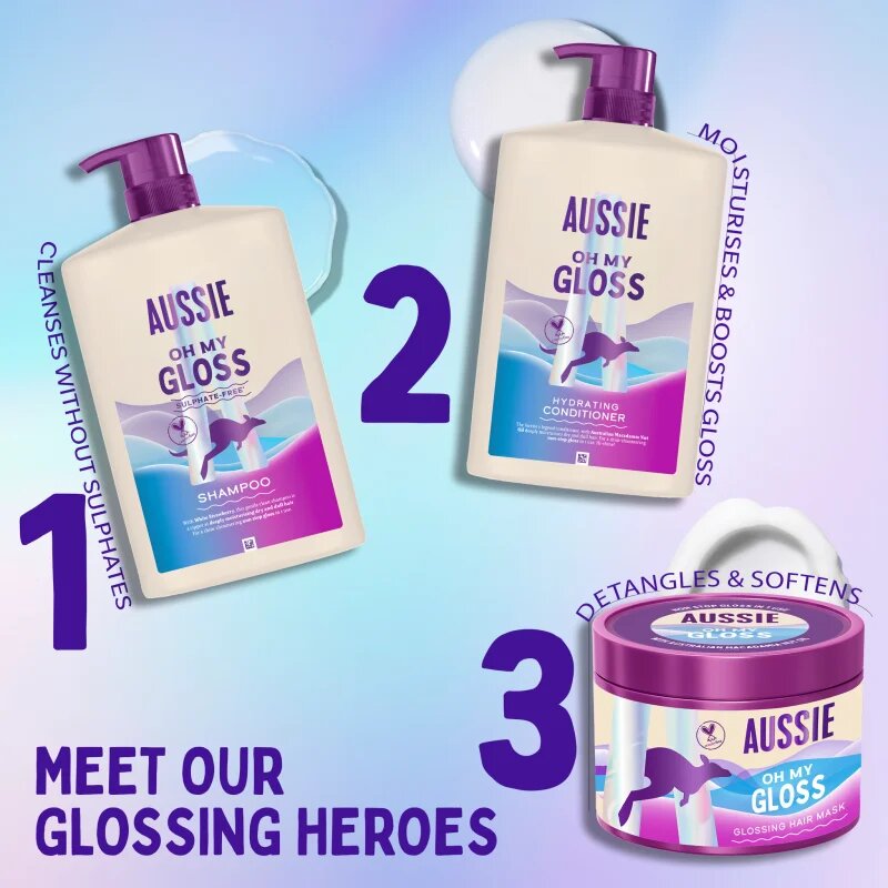 Aussie Oh My Gloss Shampoo sampon a fénylő és selymes hajért 1000 ml