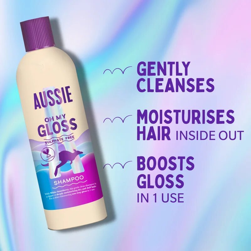 Aussie Oh My Gloss Shampoo sampon a fénylő és selymes hajért 300 ml