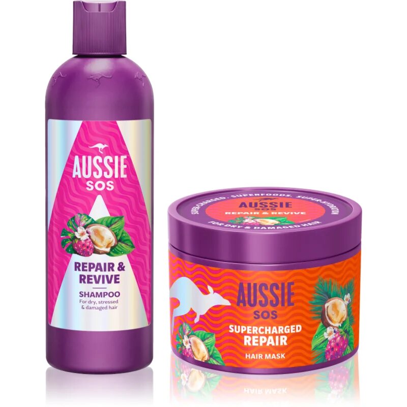 Aussie SOS Repair Revive & Repeat ajándékszett a károsult hajra és fejbőrre