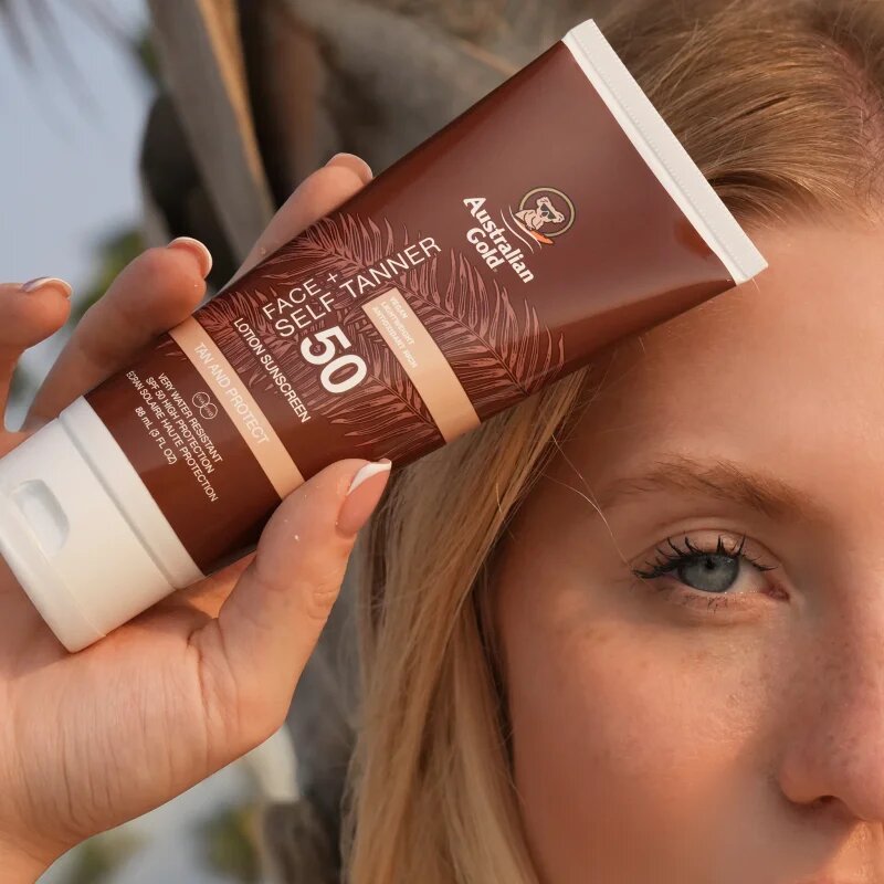 Australian Gold Face + Self Tanner önbarnító arckrém SPF 50 88 ml