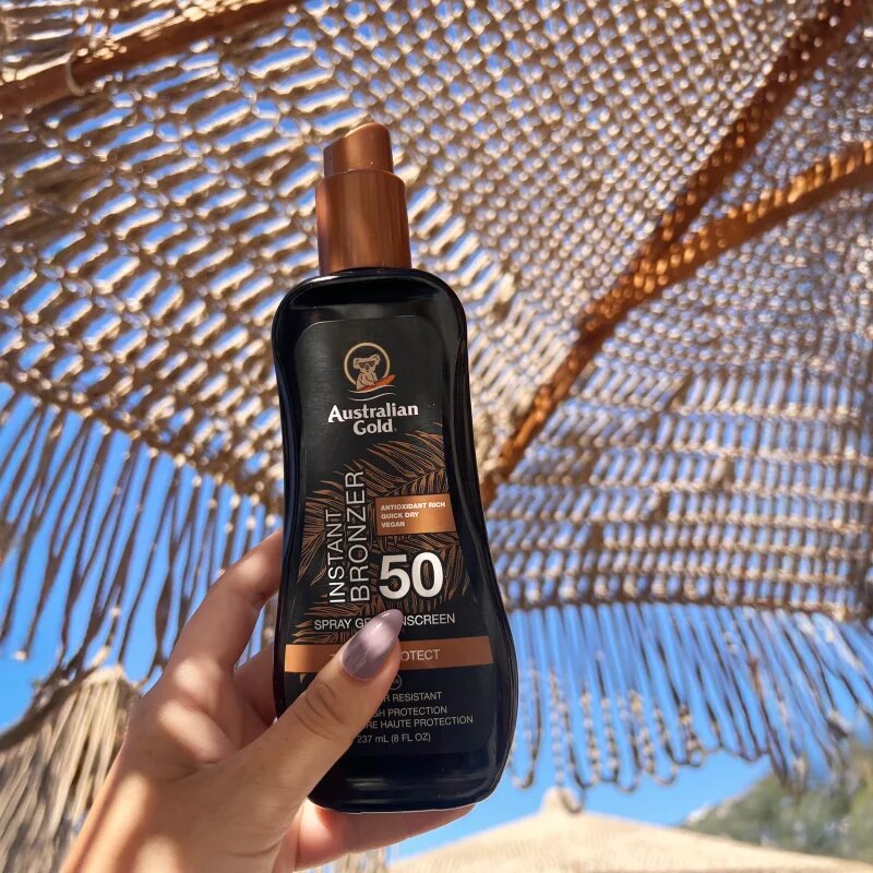 Australian Gold Spray Gel Sunscreen With Instant Bronzer bronzosító gél SPF 50 237 ml