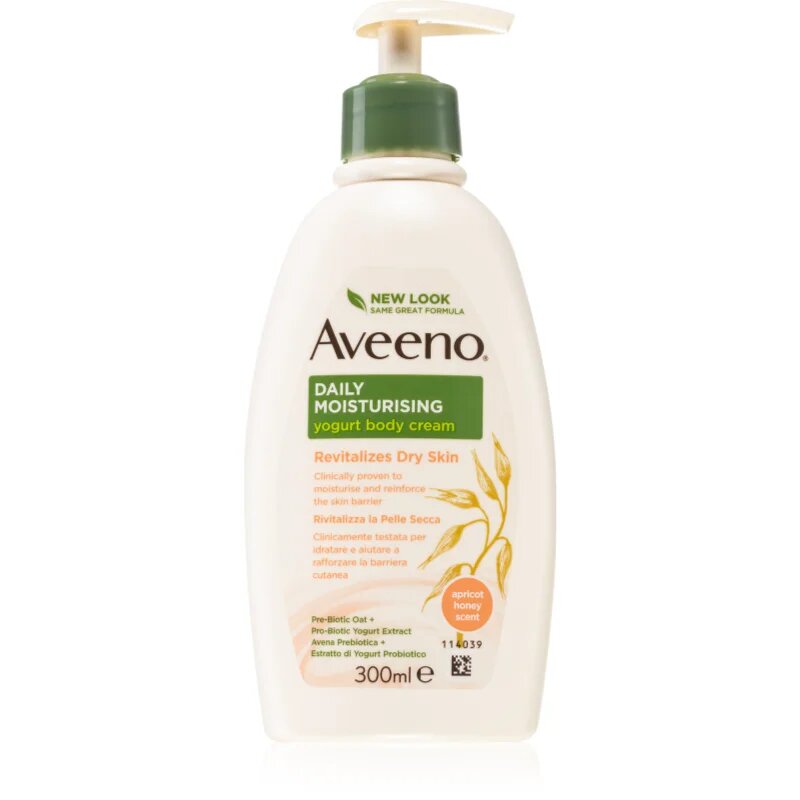 Aveeno Daily Moisturising Yoghurt body cream tápláló testápoló krém Apricot & Yoghurt 300 ml