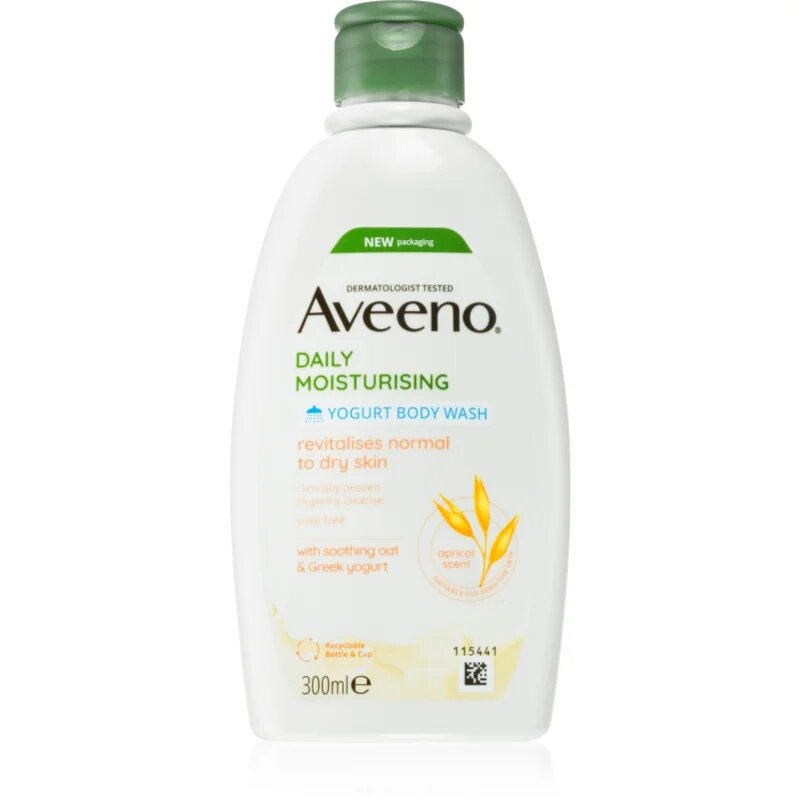 Aveeno Daily Moisturising Yoghurt body wash tápláló tusoló gél Apricot & Yoghurt 300 ml