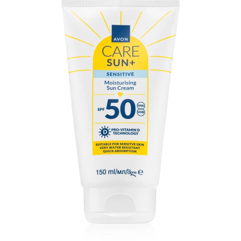 Avon Care Sun + Sensitive hidratáló naptej az érzékeny arcbőrre SPF 50 150 ml