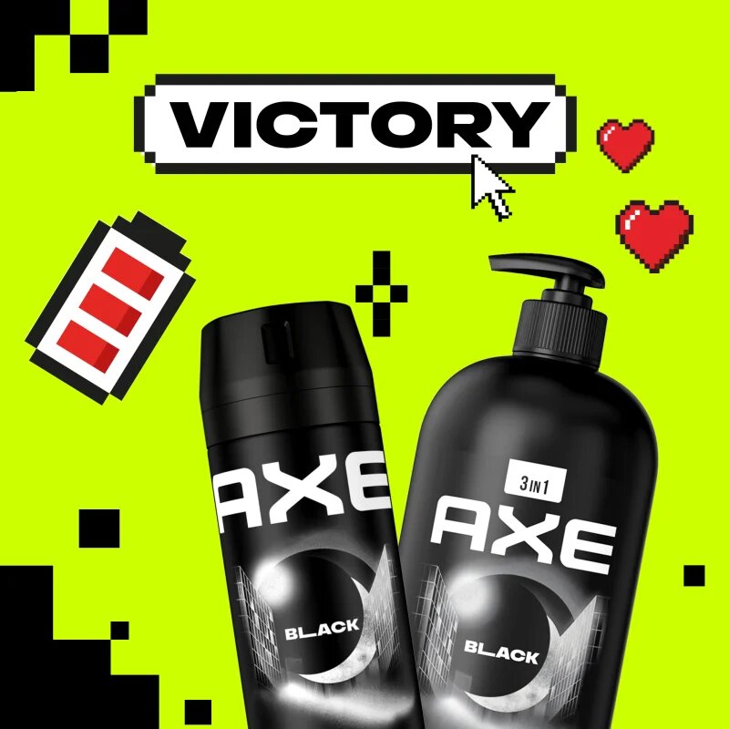 Axe Black tusfürdő gél arcra testre és hajra 900 ml
