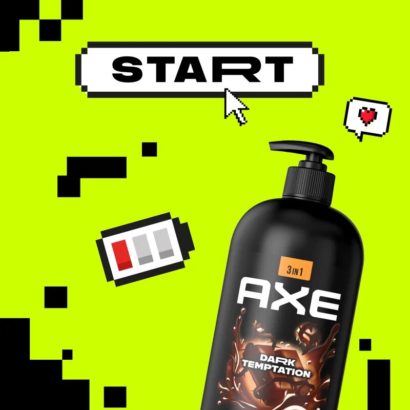 Axe Dark Temptation tusfürdő gél arcra testre és hajra 900 ml