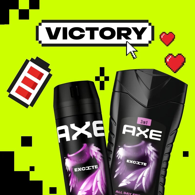 Axe Excite tusfürdő gél arcra testre és hajra 400 ml