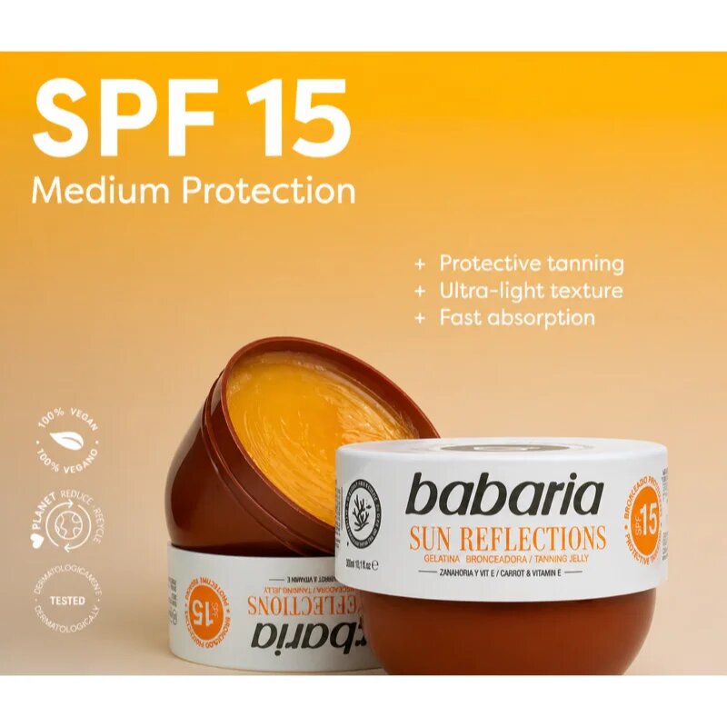 Babaria Tanning Jelly Sun Reflections védő gél SPF 15 300 ml