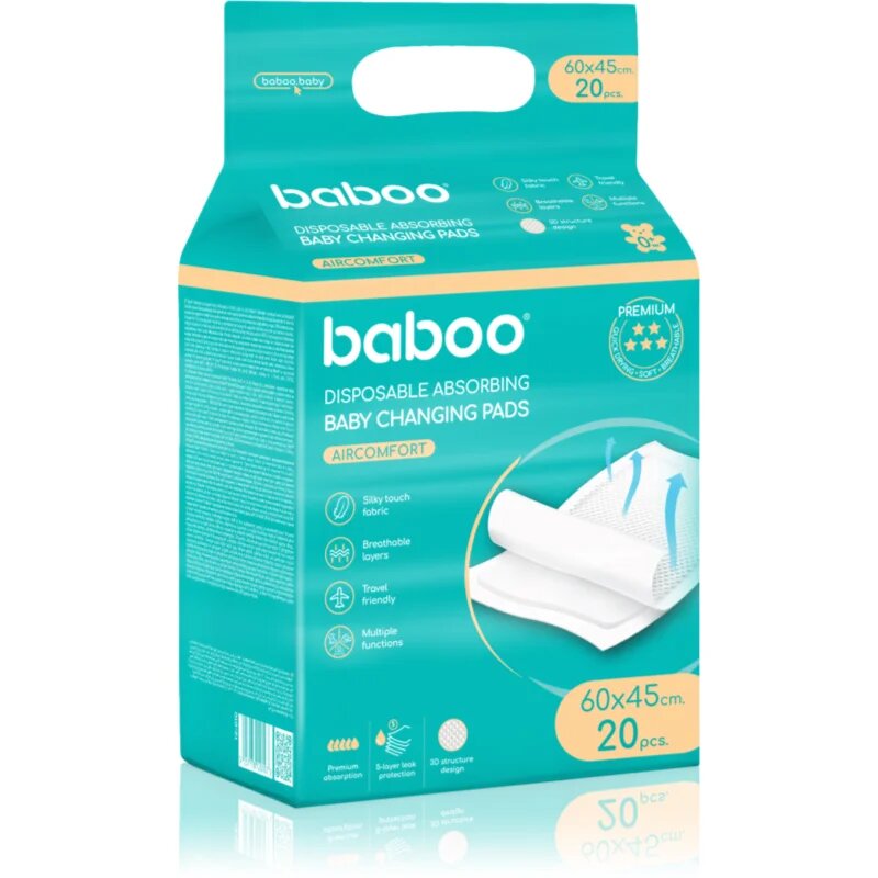 Baboo AirComfort Disposable Absorbing Changing Pads eldobható pelenkázó-alátétek 60×45 cm 20 db