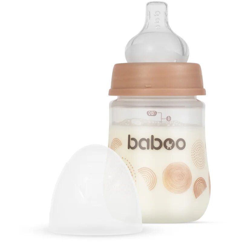 Baboo Anti-colic Feeding Bottle antikólikás cumisüveg gyermekeknek születéstől kezdődően Au Naturale 0 m+ 1 db