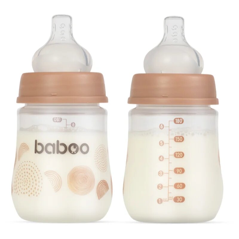 Baboo Anti-colic Feeding Bottle antikólikás cumisüveg gyermekeknek születéstől kezdődően Au Naturale 0 m+ 1 db