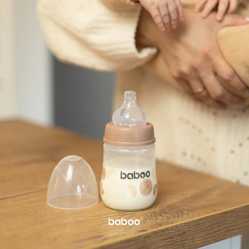Baboo Anti-colic Feeding Bottle antikólikás cumisüveg gyermekeknek születéstől kezdődően Au Naturale 0 m+ 1 db