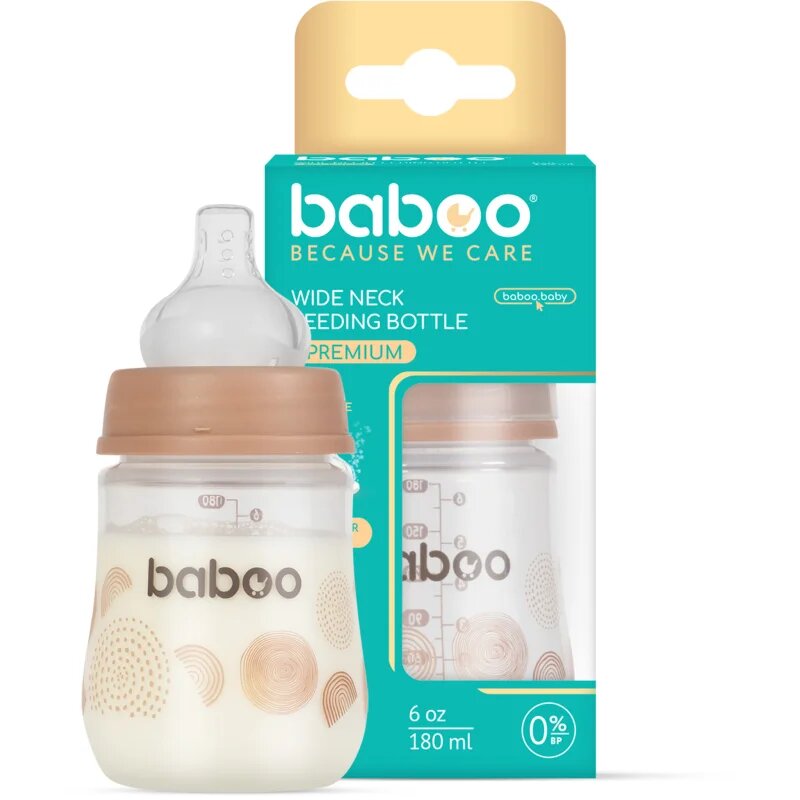 Baboo Anti-colic Feeding Bottle antikólikás cumisüveg gyermekeknek születéstől kezdődően Au Naturale 0 m+ 1 db
