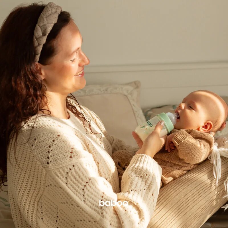 Baboo Anti-colic Feeding Bottle antikólikás cumisüveg gyermekeknek születéstől kezdődően Peachy Keen 0 m+ 1 db