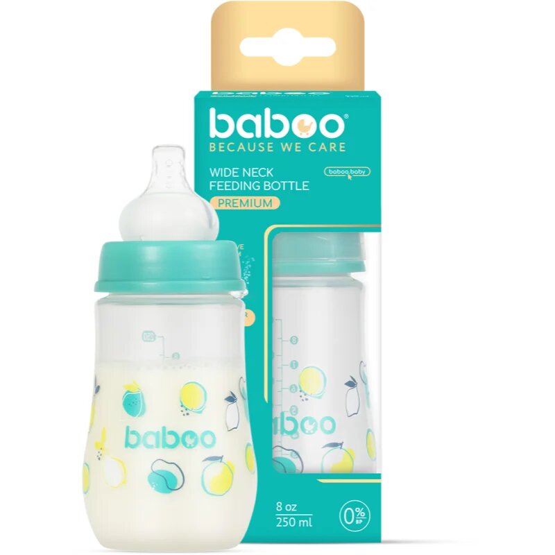 Baboo Anti-colic Feeding Bottle antikólikás cumisüveg Lagoon Fiesta 3 m+ 1 db