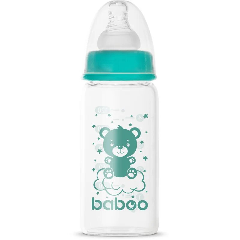 Baboo Anti-colic Glass Feeding Bottle Narrow Neck cumisüveg üvegből 0m+ 1 db