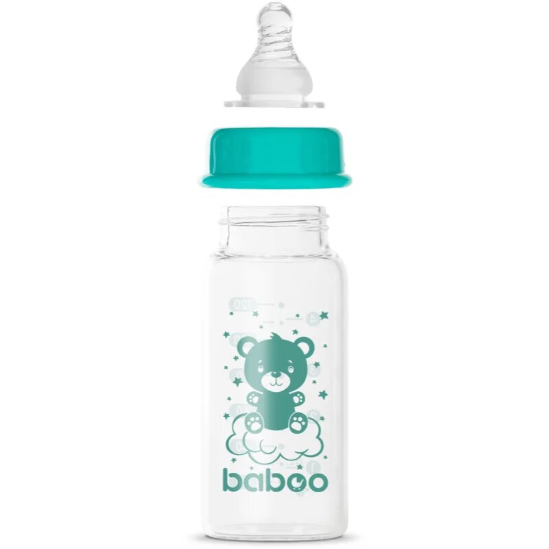 Baboo Anti-colic Glass Feeding Bottle Narrow Neck cumisüveg üvegből 0m+ 1 db