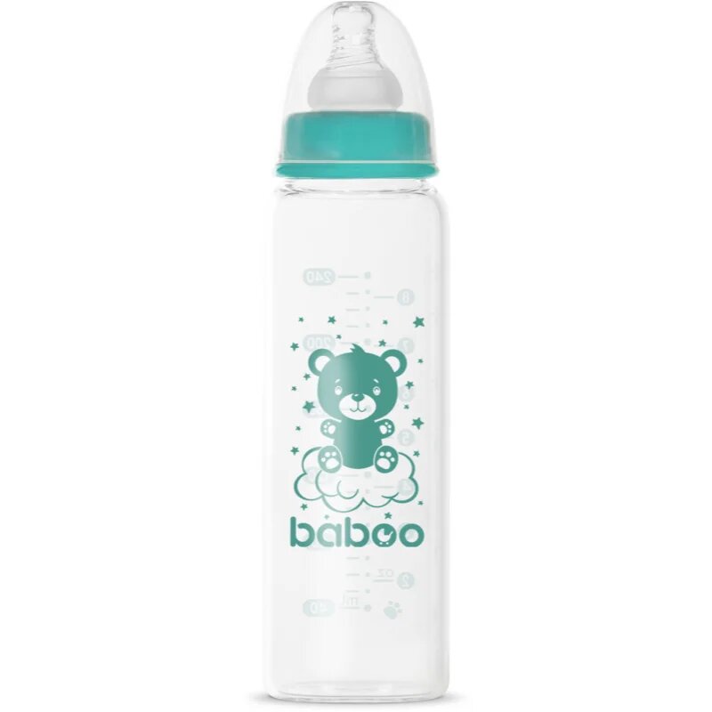 Baboo Anti-colic Glass Feeding Bottle Narrow Neck cumisüveg üvegből 3m+ 1 db