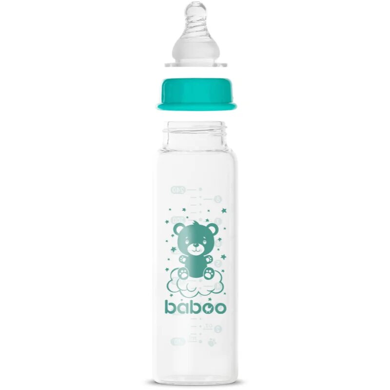 Baboo Anti-colic Glass Feeding Bottle Narrow Neck cumisüveg üvegből 3m+ 1 db