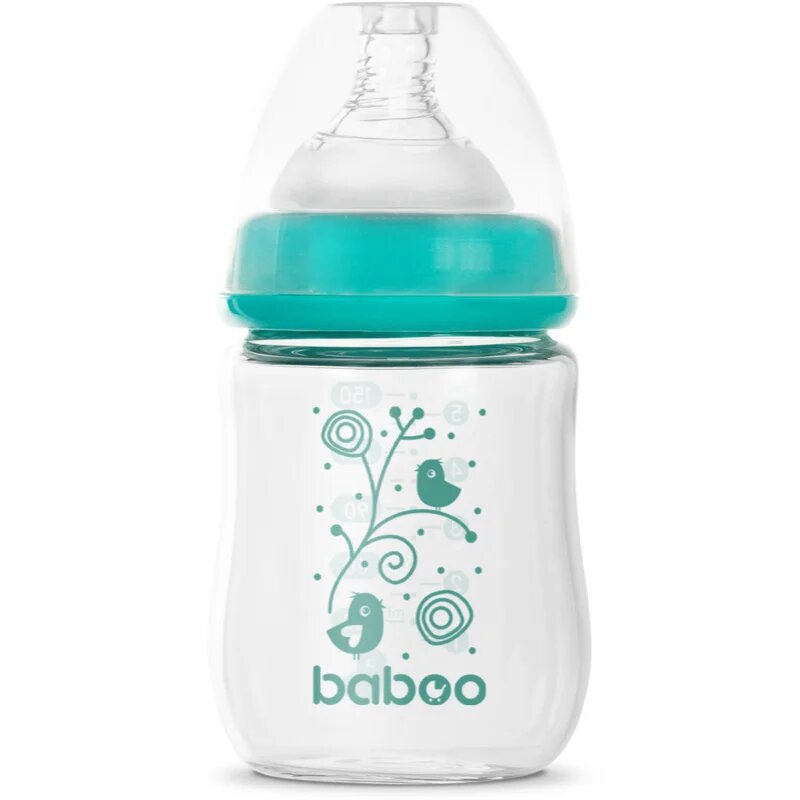 Baboo Anti-colic Glass Feeding Bottle Wide Neck cumisüveg üvegből 0m+ 1 db