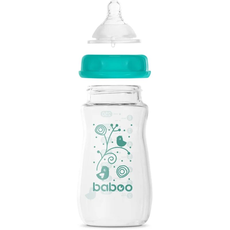 Baboo Anti-colic Glass Feeding Bottle Wide Neck cumisüveg üvegből 3m+ 1 db