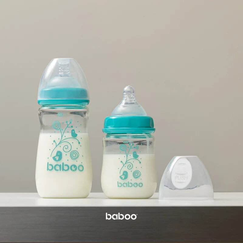 Baboo Anti-colic Glass Feeding Bottle Wide Neck cumisüveg üvegből 3m+ 1 db