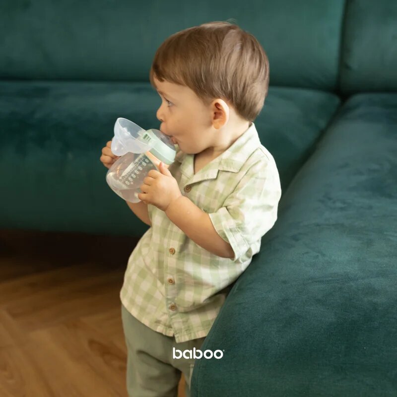 Baboo Cup with Silicone Spout bögre fogantyúval Peachy Keen 6m+ 1 db