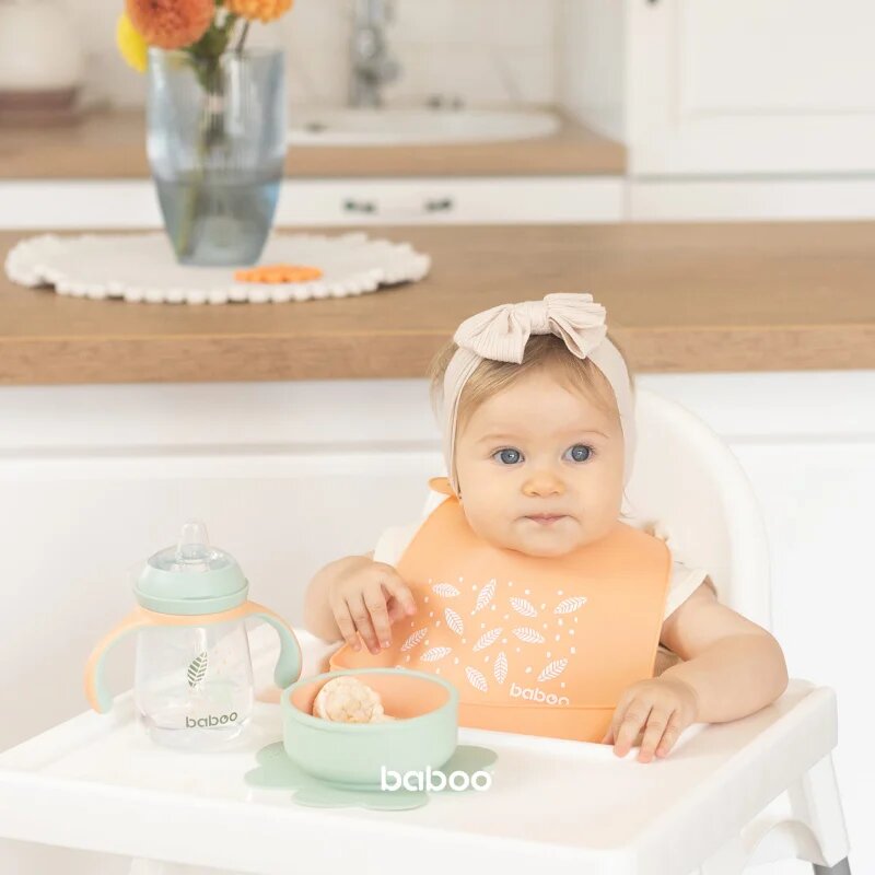 Baboo Cup with Silicone Spout bögre fogantyúval Peachy Keen 6m+ 1 db