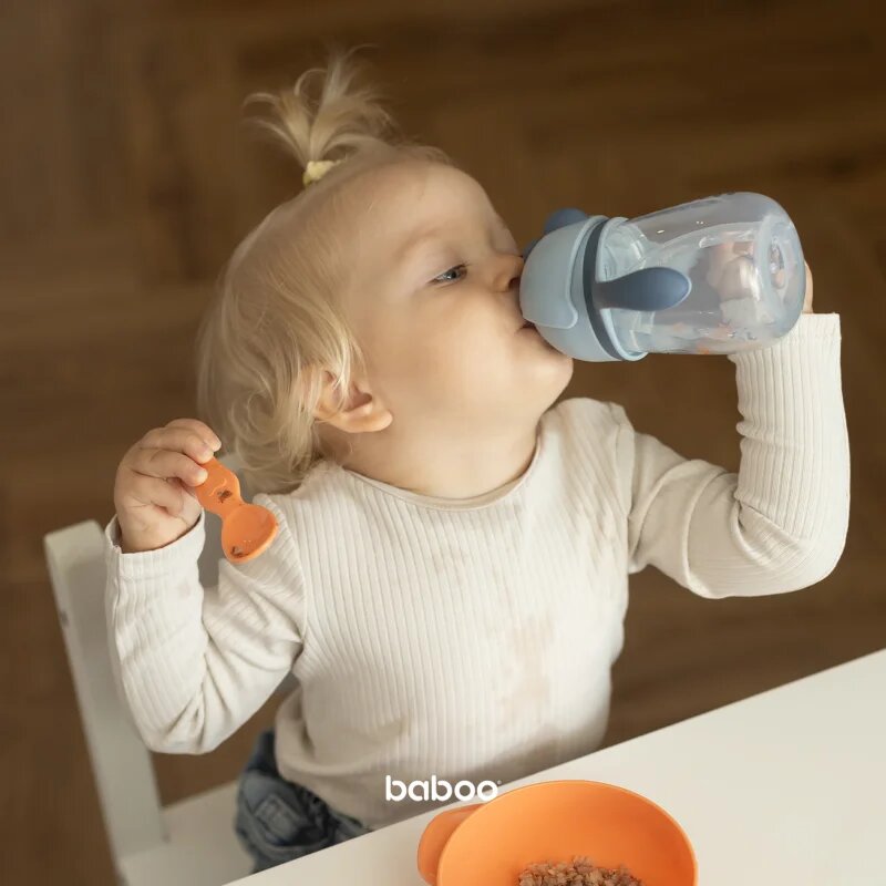 Baboo Cup with Silicone Straw bögre szívószállal Blue Haze 9m+ 1 db