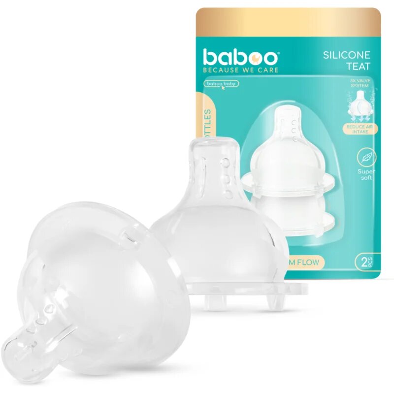 Baboo Premium Silicone Teat Medium Flow etetőcumi 3m+ 2 db