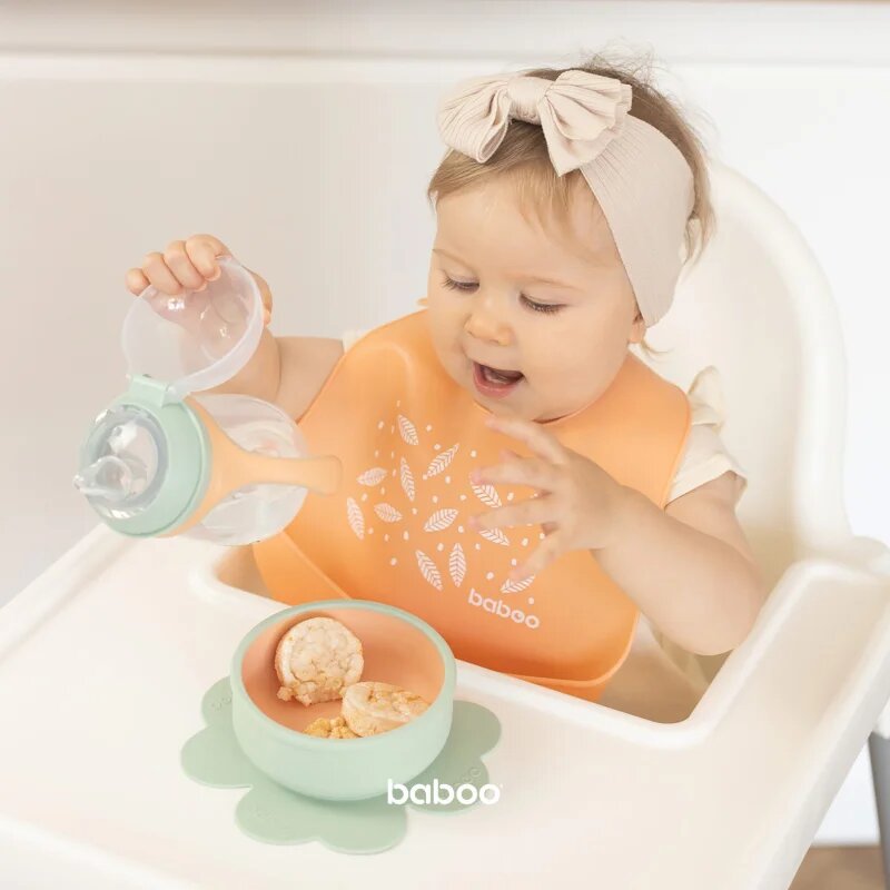 Baboo Silicone Bib előke Peachy Keen 4m+ 1 db