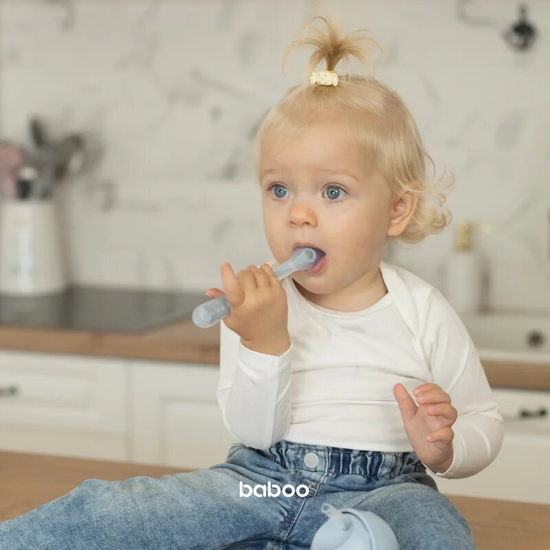 Baboo Silicone Spoon kiskanál Blue Haze 6m+ 1 db